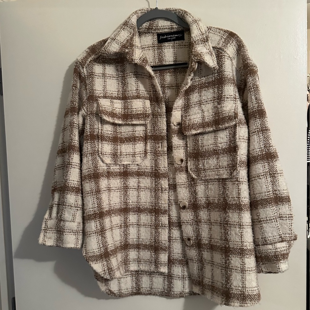 Plaid Brown and Cream Blazer by